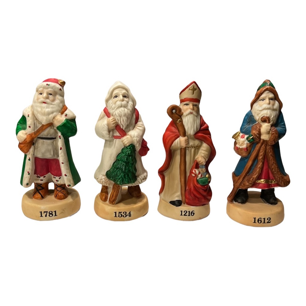 VTG Lot of 4 RUSS 4" Porcelain St. Nicholas Santa Through the Ages Figurines